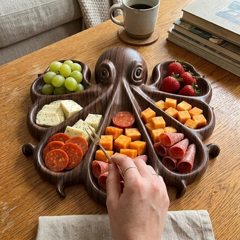 Octopus Shape Wooden Serving Board