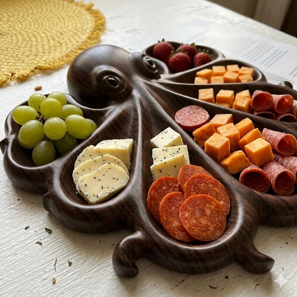 Octopus Shape Wooden Serving Board