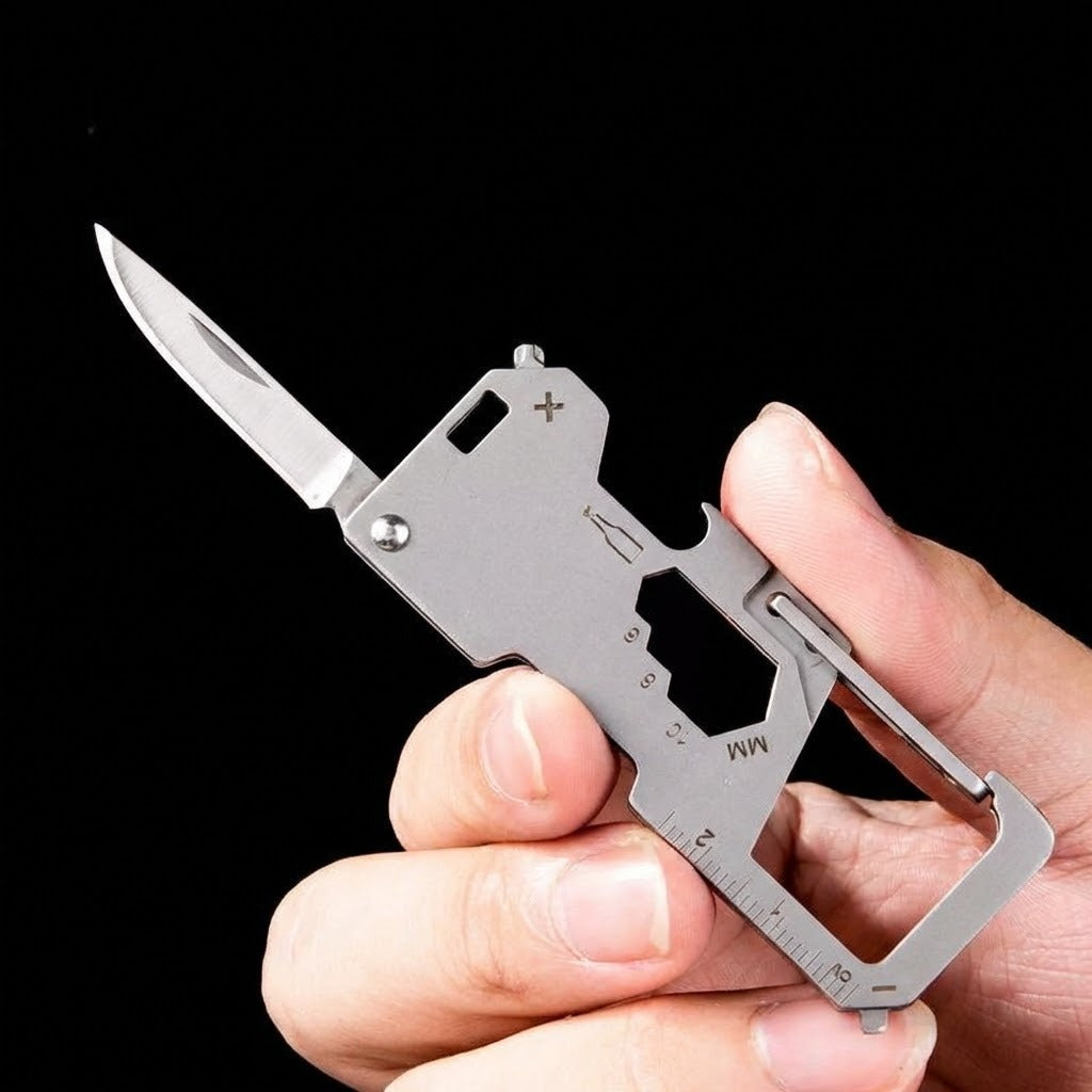 Tactical Steel EDC Folding Keychain Multi-Tool